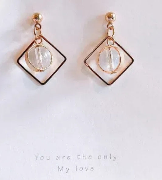 Geometric Dangle Gold Plated Alloy 925 Post Earrings