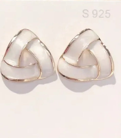 Elegant Geometric Shaped Gold Plated Alloy 925 Silver Post Earrings