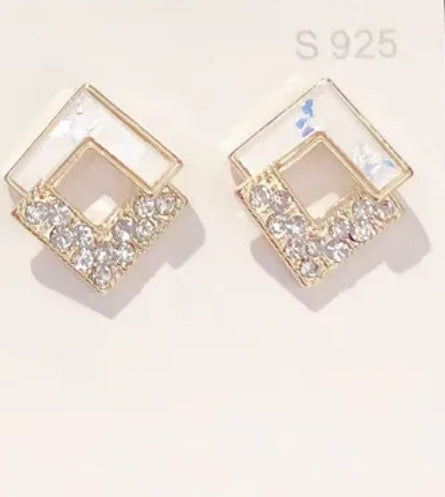 Geometric Shaped Studs Gold Plated 925 Post Earrings