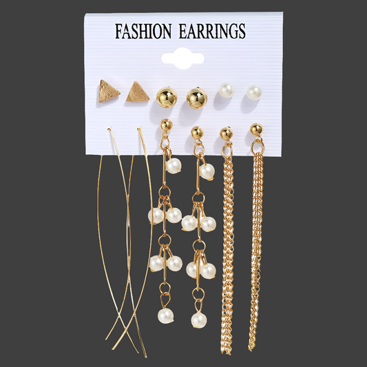 Tassel Dangle Gold Plated Alloy Earrings Set