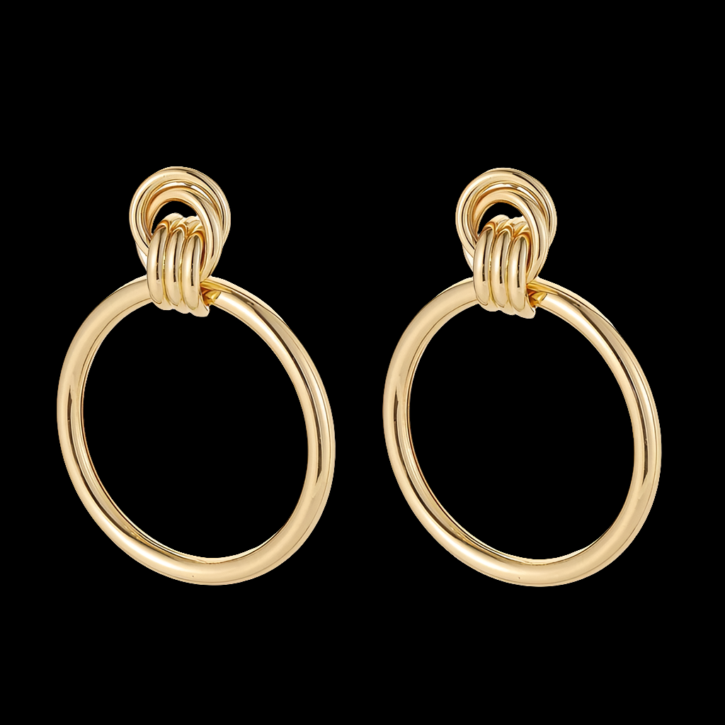 Knotted Circle Gold Plated Earrings