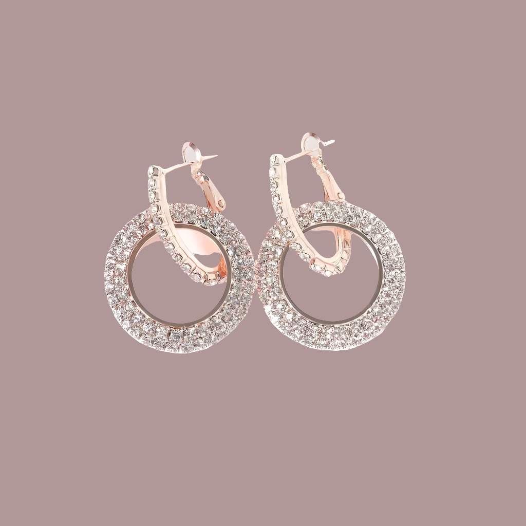 Double Ring Rose Gold  Plated Earrings