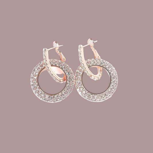 Double Ring Rose Gold  Plated Earrings