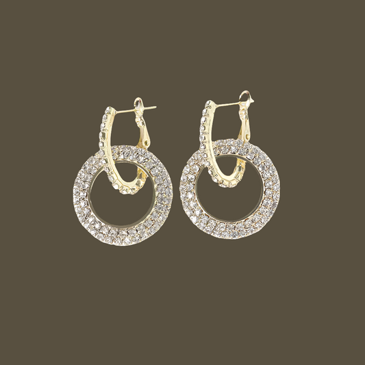 Double Ring Silver  Plated Earrings